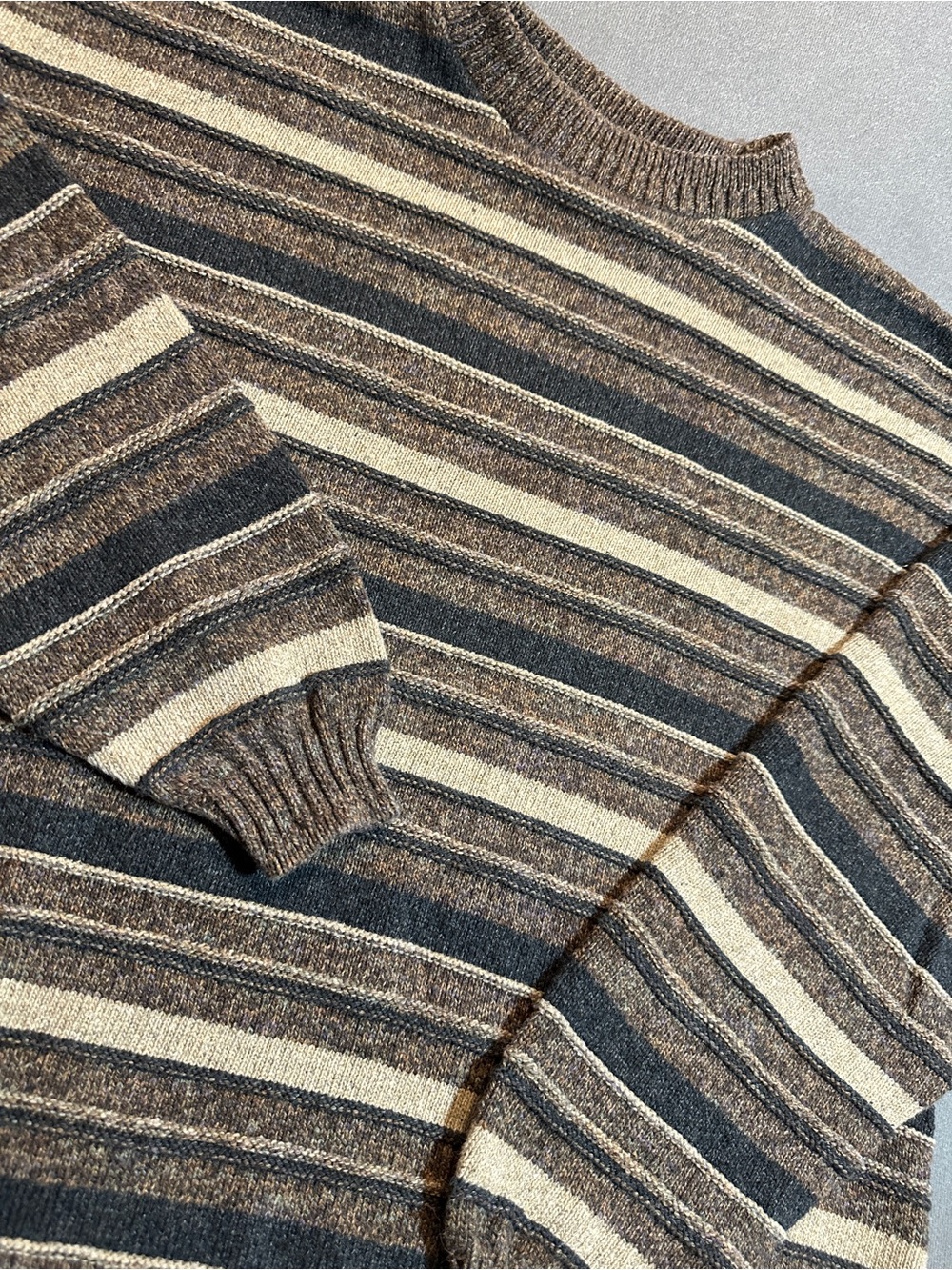 Vintage David Taylor Men’s M Striped Cotton Knit Crewneck Grandpa Sweater USA